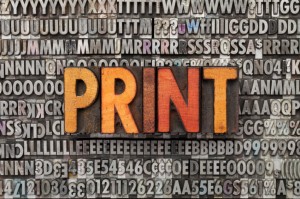 print word in letterpress type